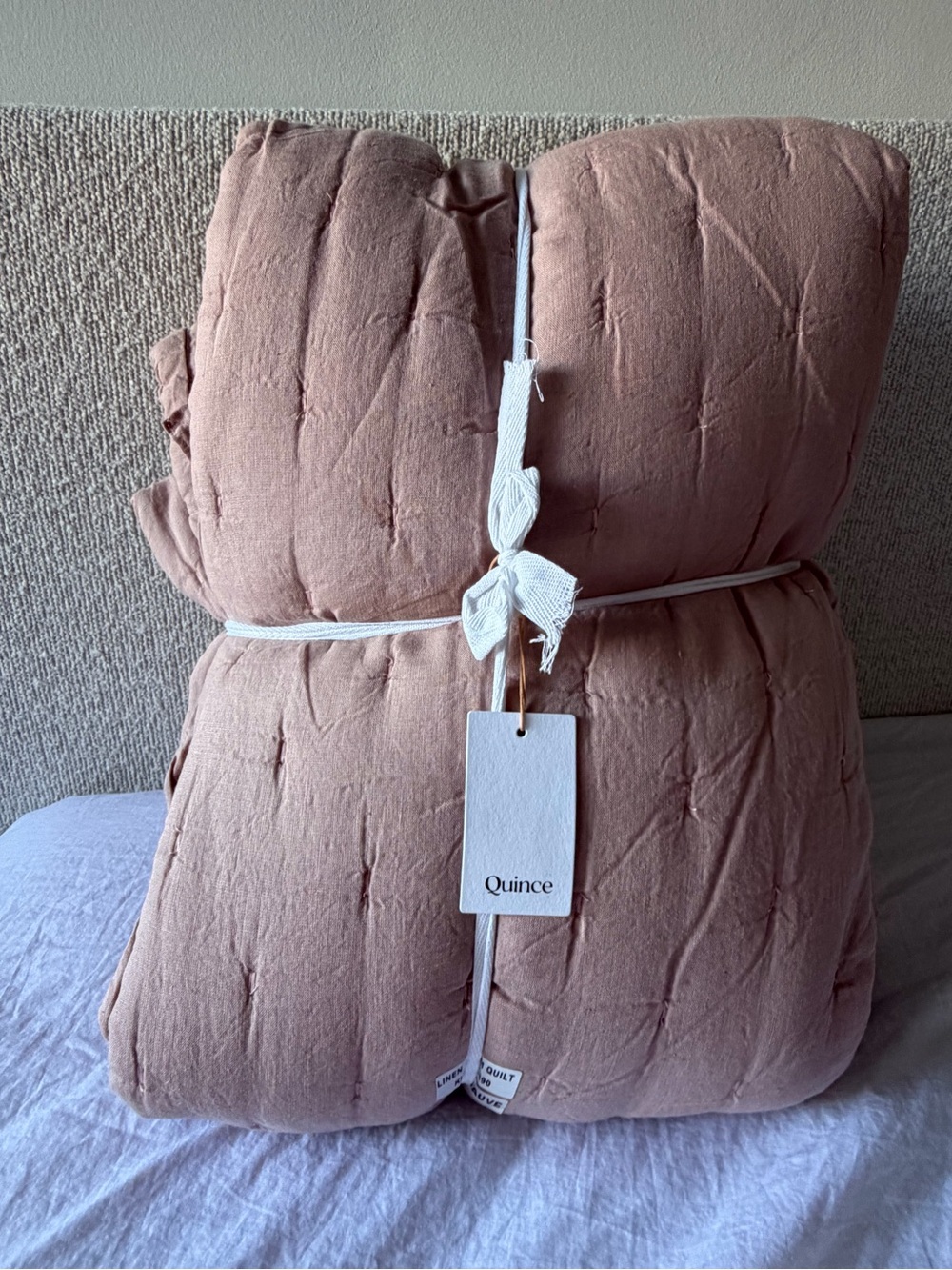 Quince European Linen Dream Quilt Dusty Mauve King/Cal King - Picture 3 of 9